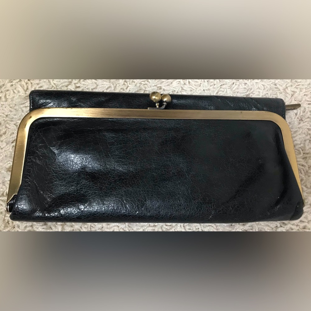Hobo Rachel tri fold wallet black brass